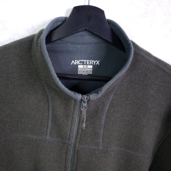 Arc'teryx Men's Sm Dark Olive Green Polartec Full Zip Knit Fleece Sweater Jacket - Picture 5 of 9